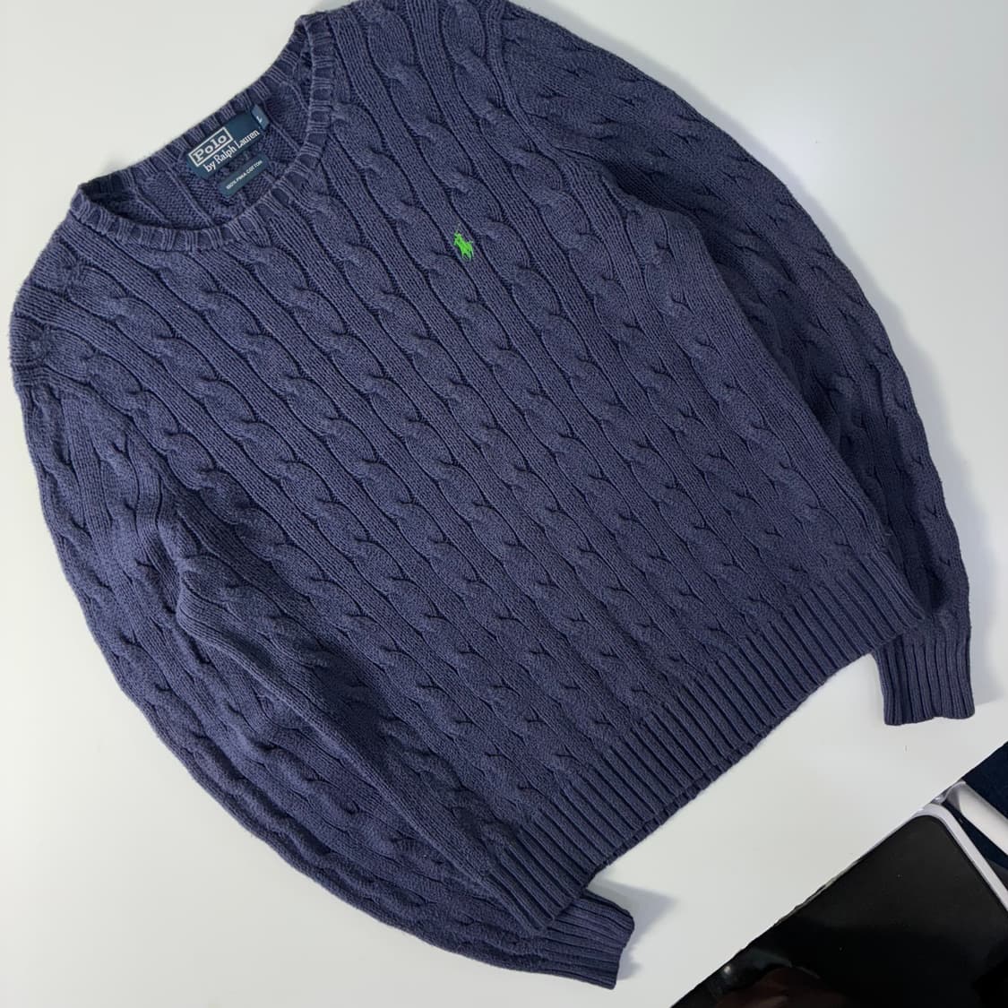 Polo 폴로 랄프로렌 피그먼트 네이비 케이블 니트 상품이미지2