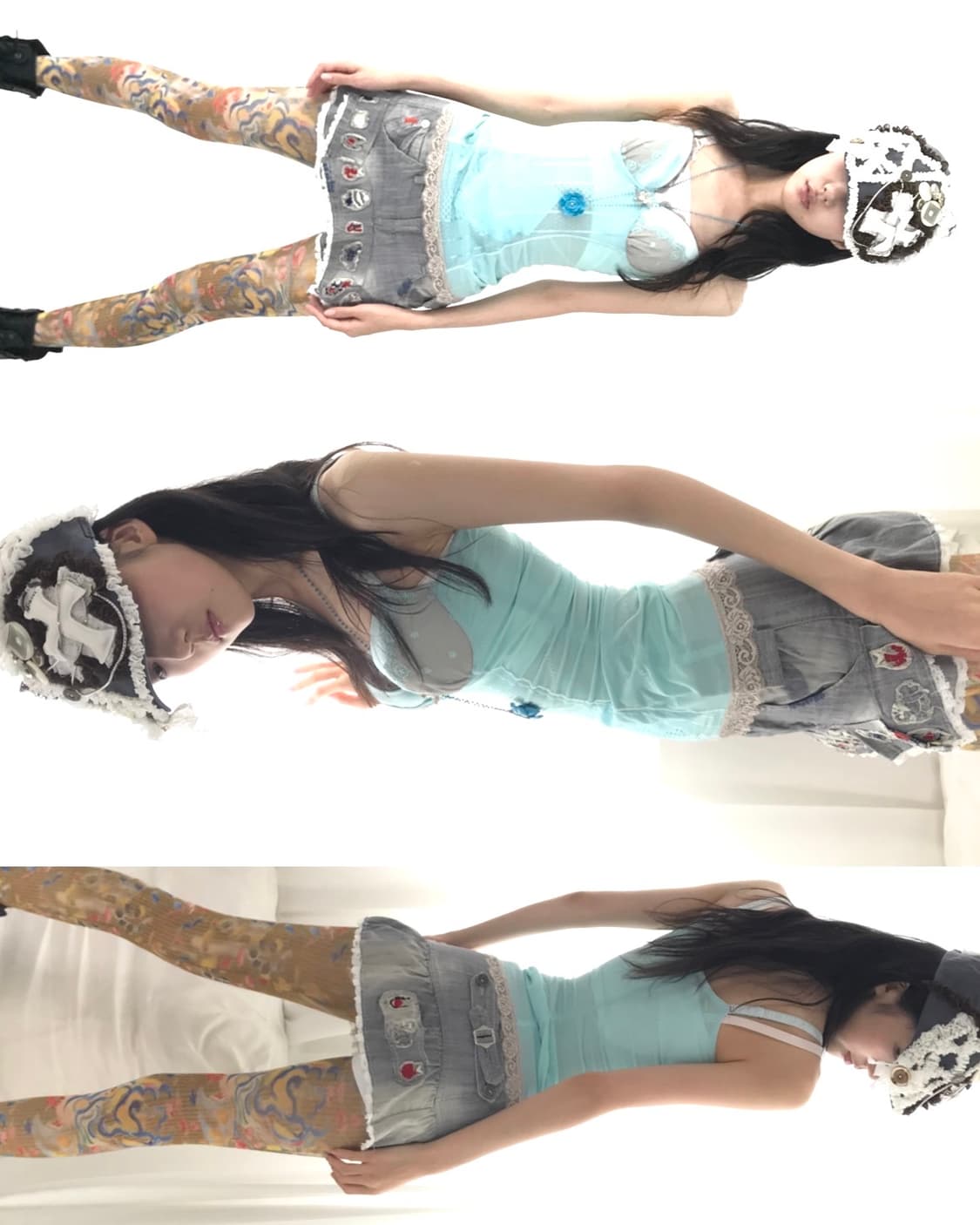 Custom🐾)Denim✝️+🗝️ lace mix huntingcap 상품이미지6