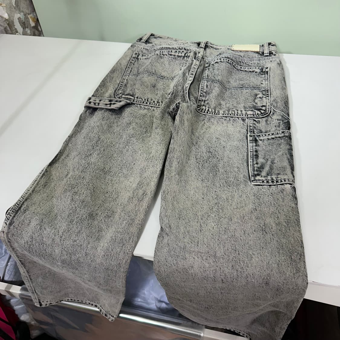 S-M 46 메종미네드 일자핏 스톤워시드 돌청 데님팬츠 상품이미지5