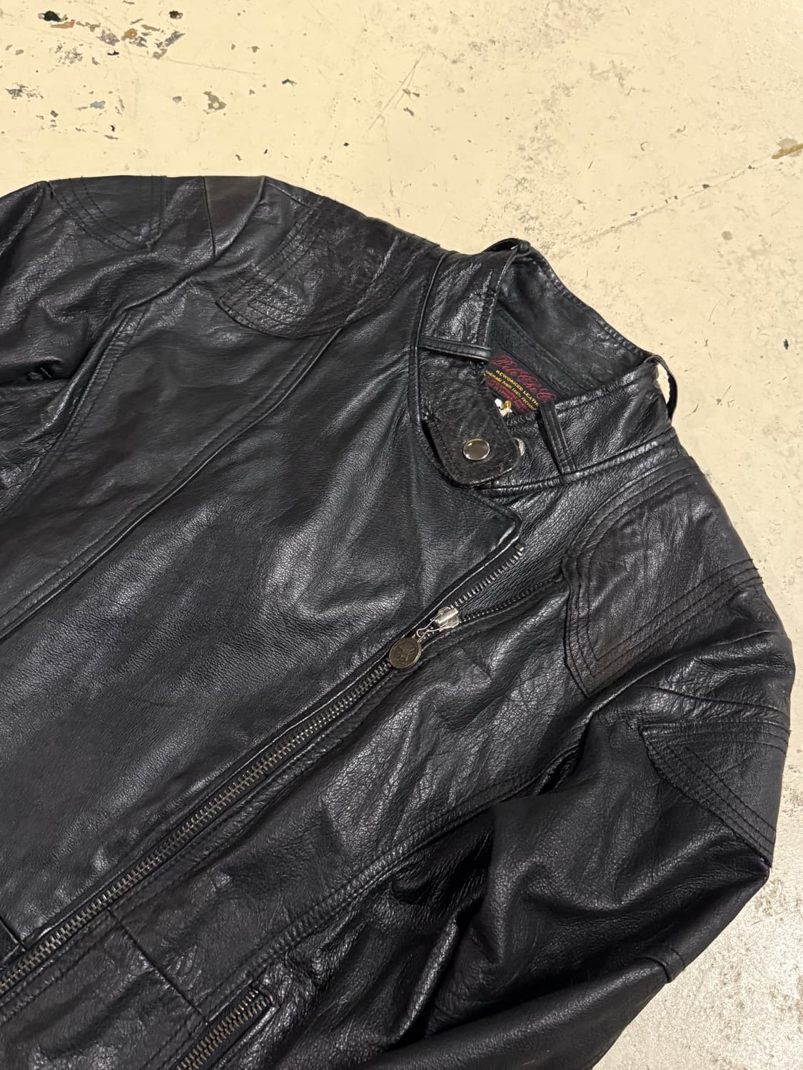 neck button biker mood leather jk 상품이미지7