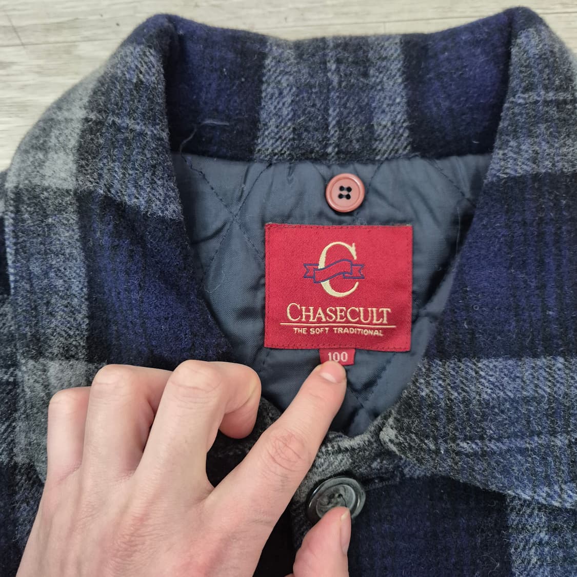 CHASECULT 체이스컬트 누빔 안감 버튼 체크 싱글 코트 L(100) 상품이미지4