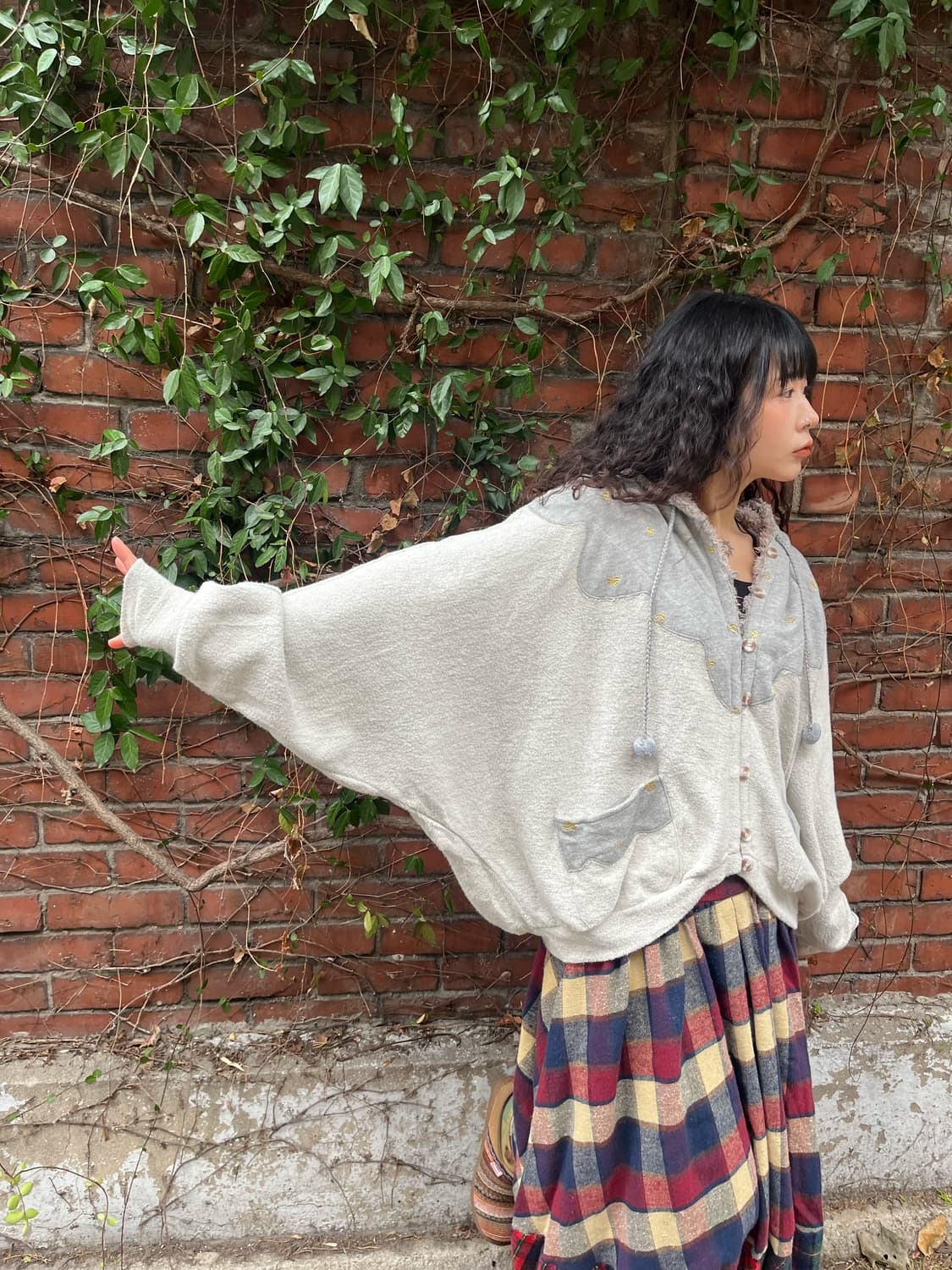 가오리핏 그레이 후드 아우터 상품이미지5