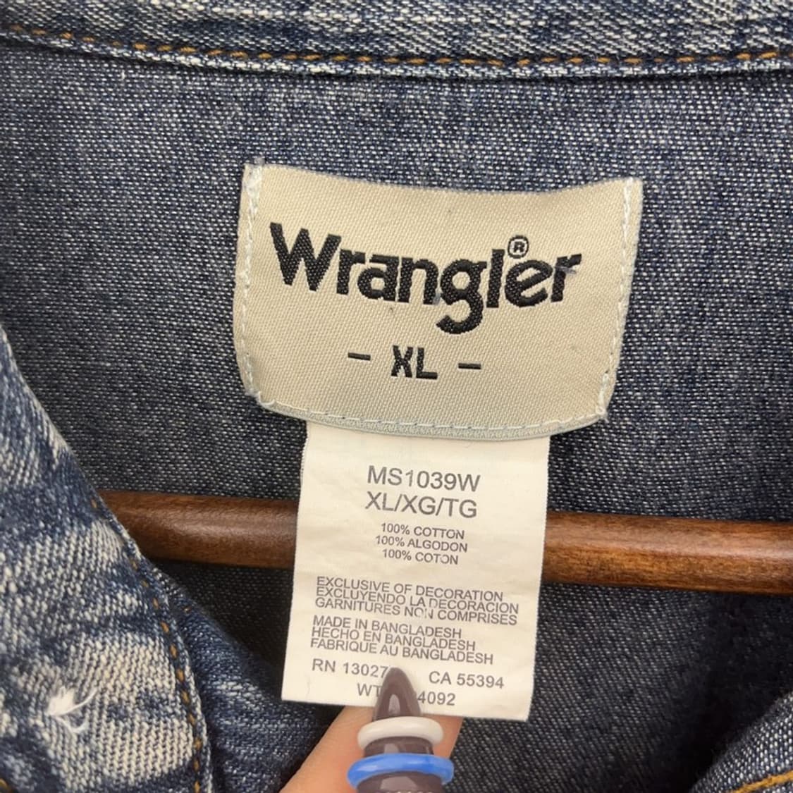 랭글러 웨스턴 컨트리 워싱 데님 셔츠 XL C07935 상품이미지5