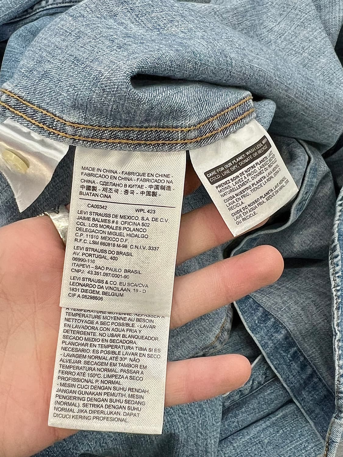 리바이스 웨스턴 펄 스냅 중청 블랭크 탭 데님 셔츠 상품이미지8