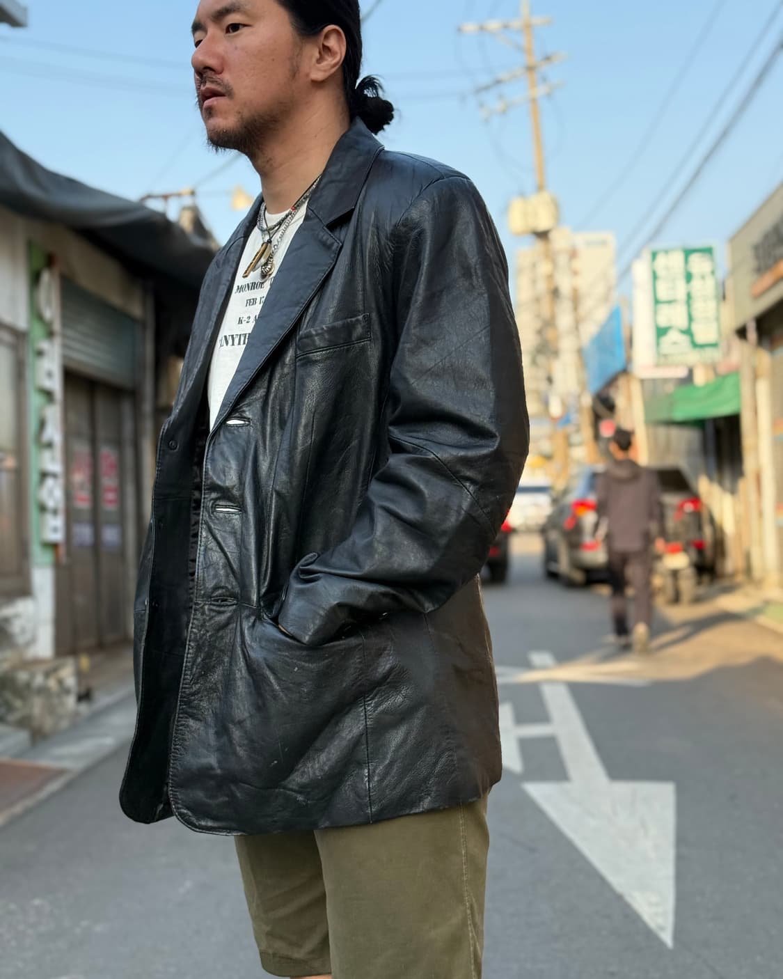 90-00‘s 윌슨 레더 램스킨 3B 블레이저 자켓 M 상품이미지9