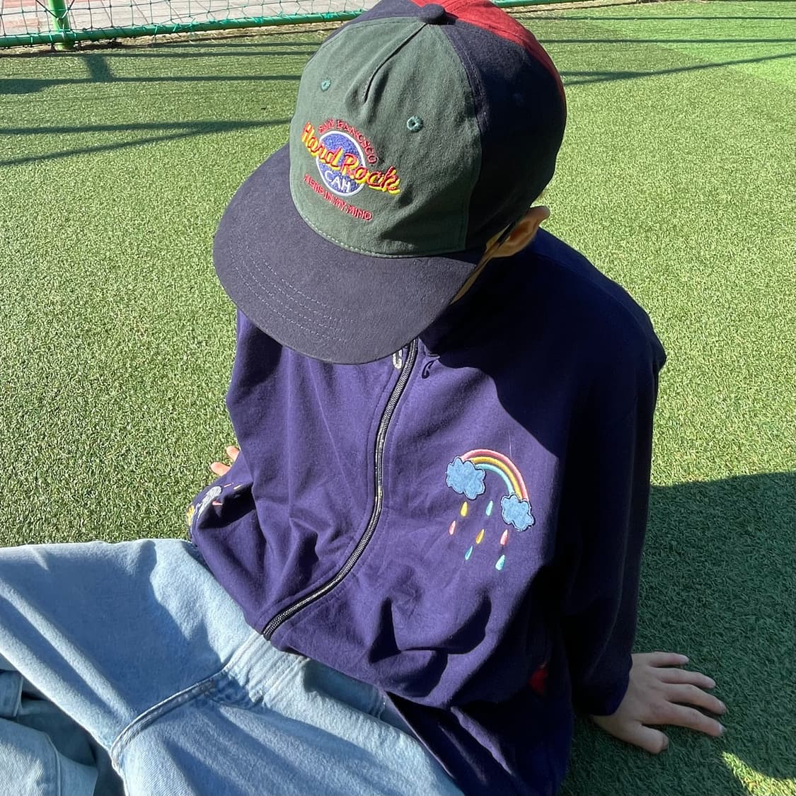 빈티지 컬러블록 하드락 캡 상품이미지1