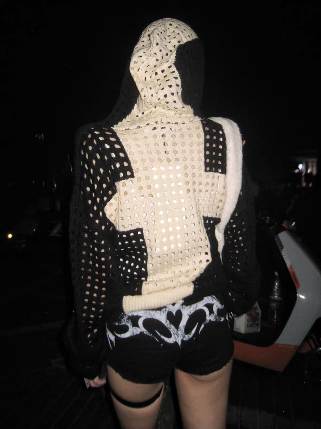 투톤 메쉬 니트 후드 집업 상품이미지3