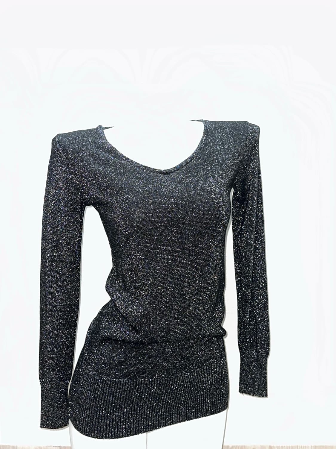 빈티지 블랙 글리터 니트 미니원피스 상품이미지4