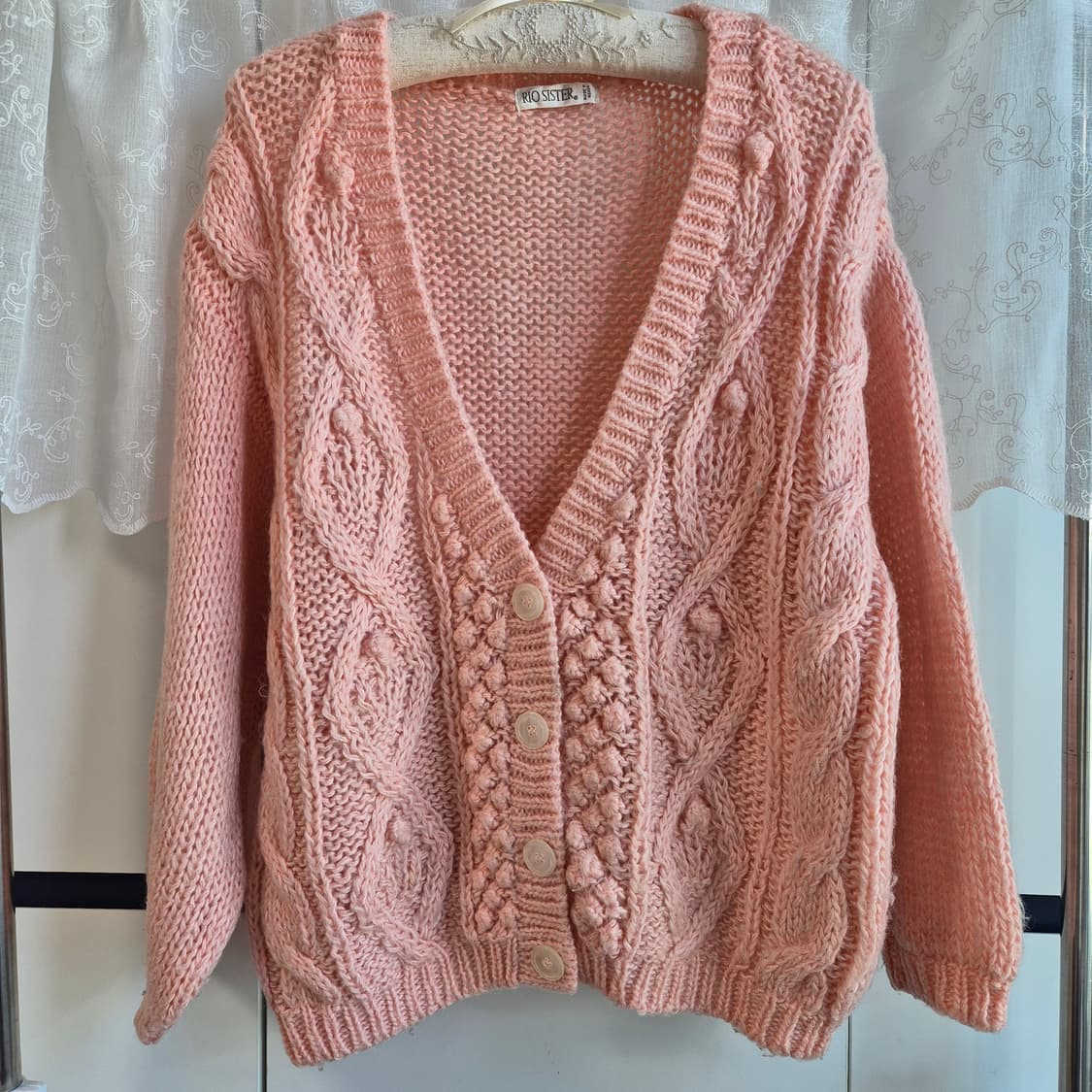 핑크 꽈배기 니트 가디건 상품이미지1
