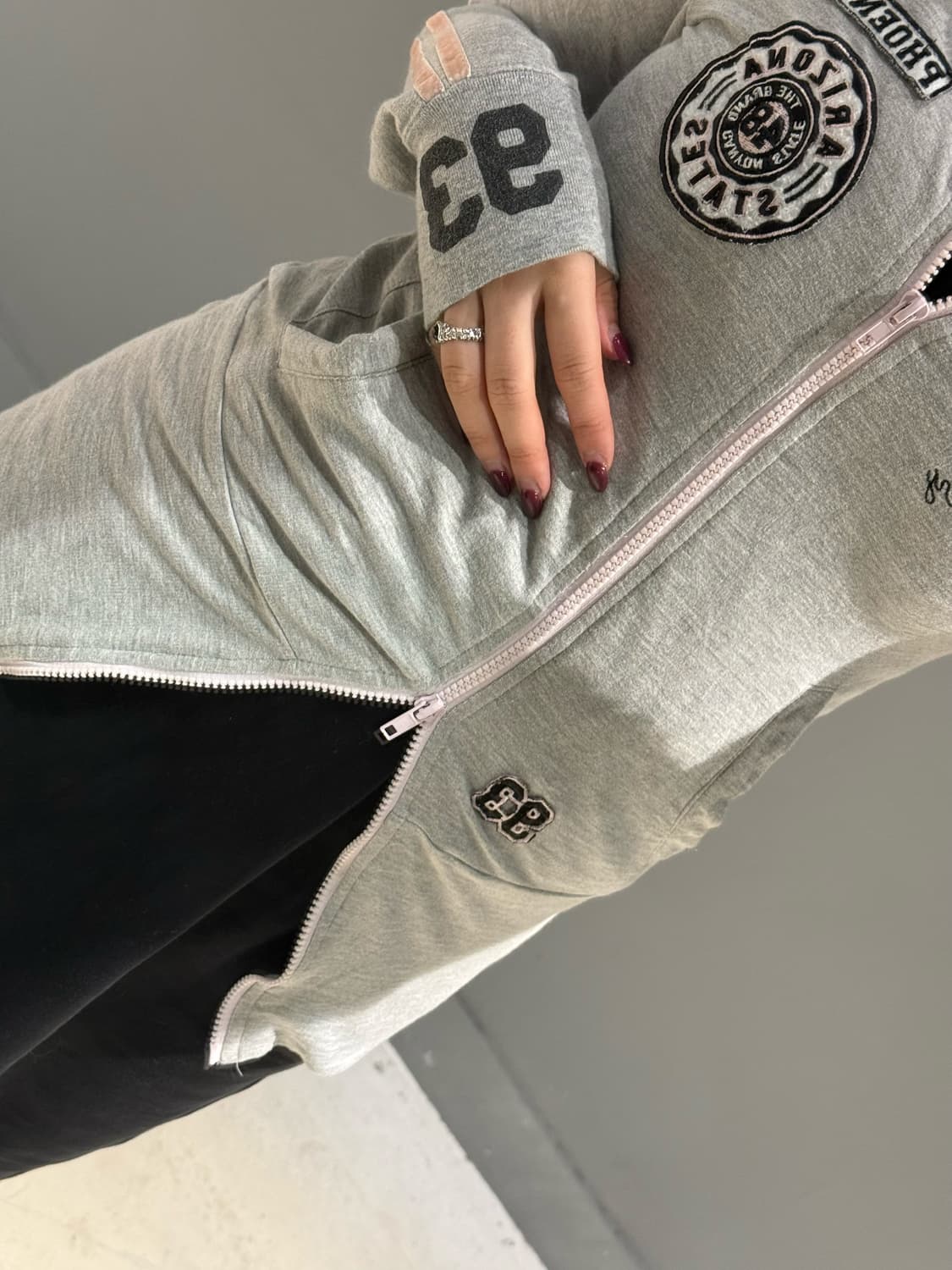 patch detail line point hood zip-up 상품이미지5