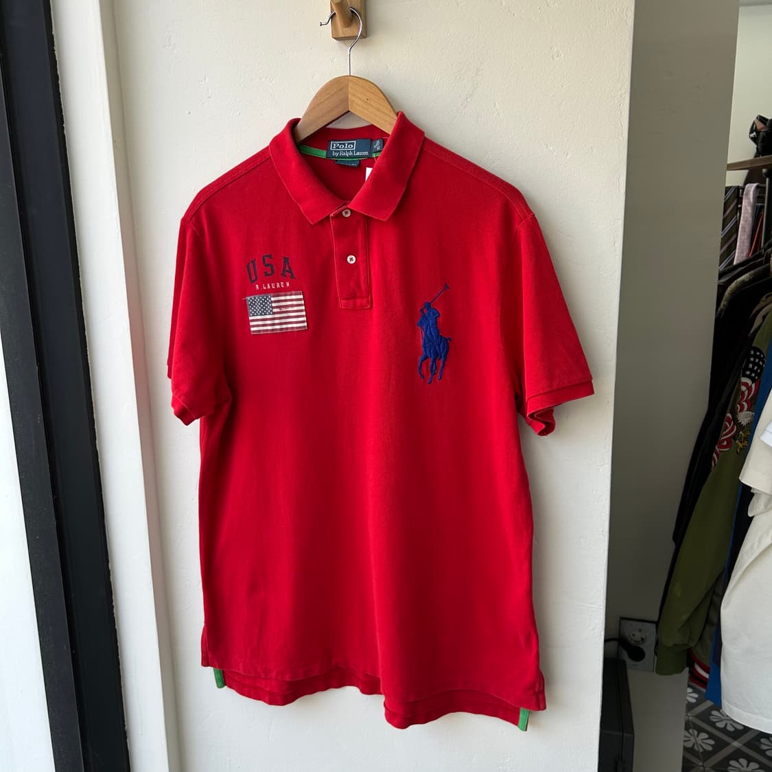 폴로 랄프로렌 레드 성조기 반팔 럭비티 카라티  상품이미지2