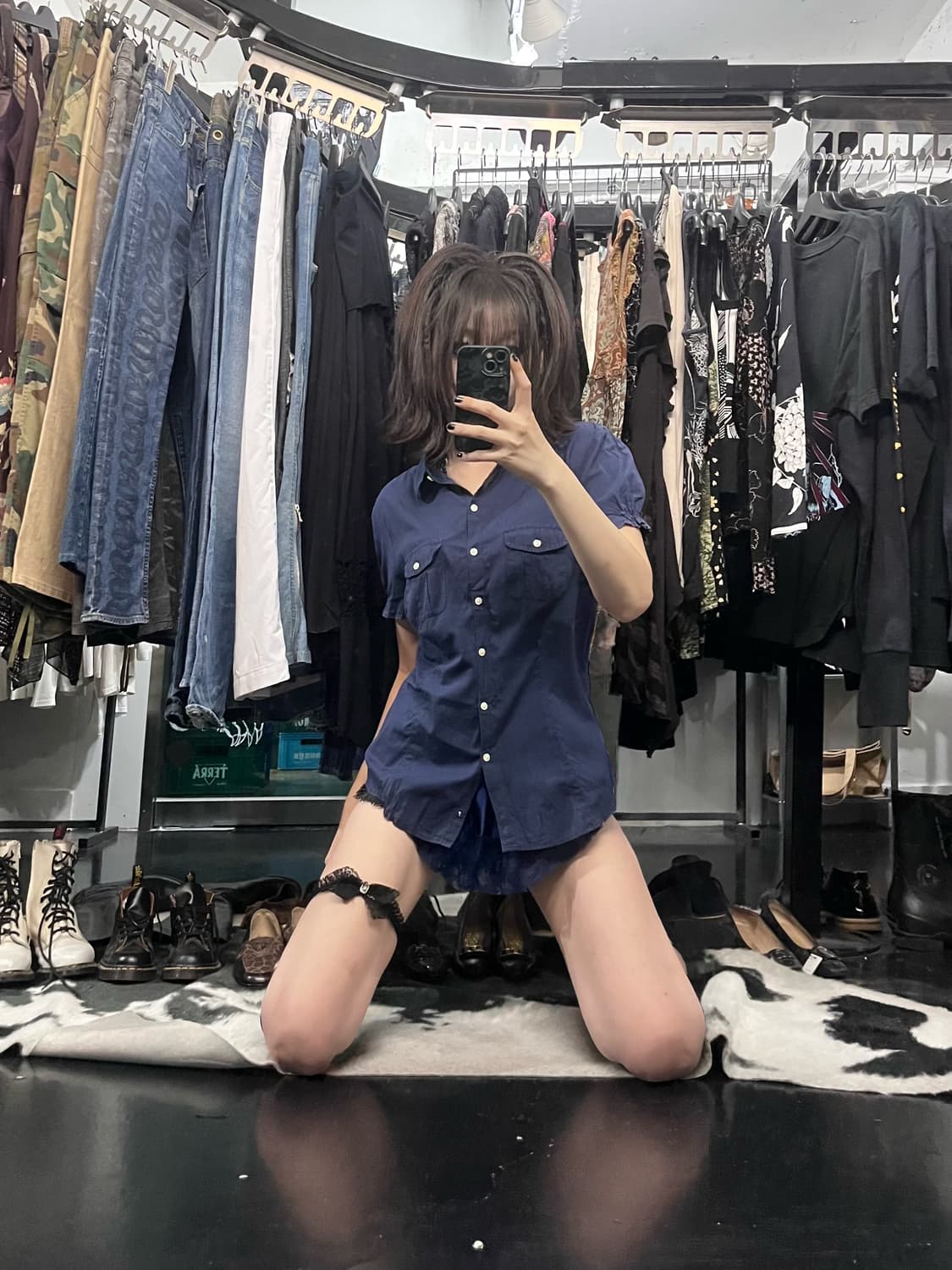 엘엘빈 네이비 셔링 셔츠 상품이미지1