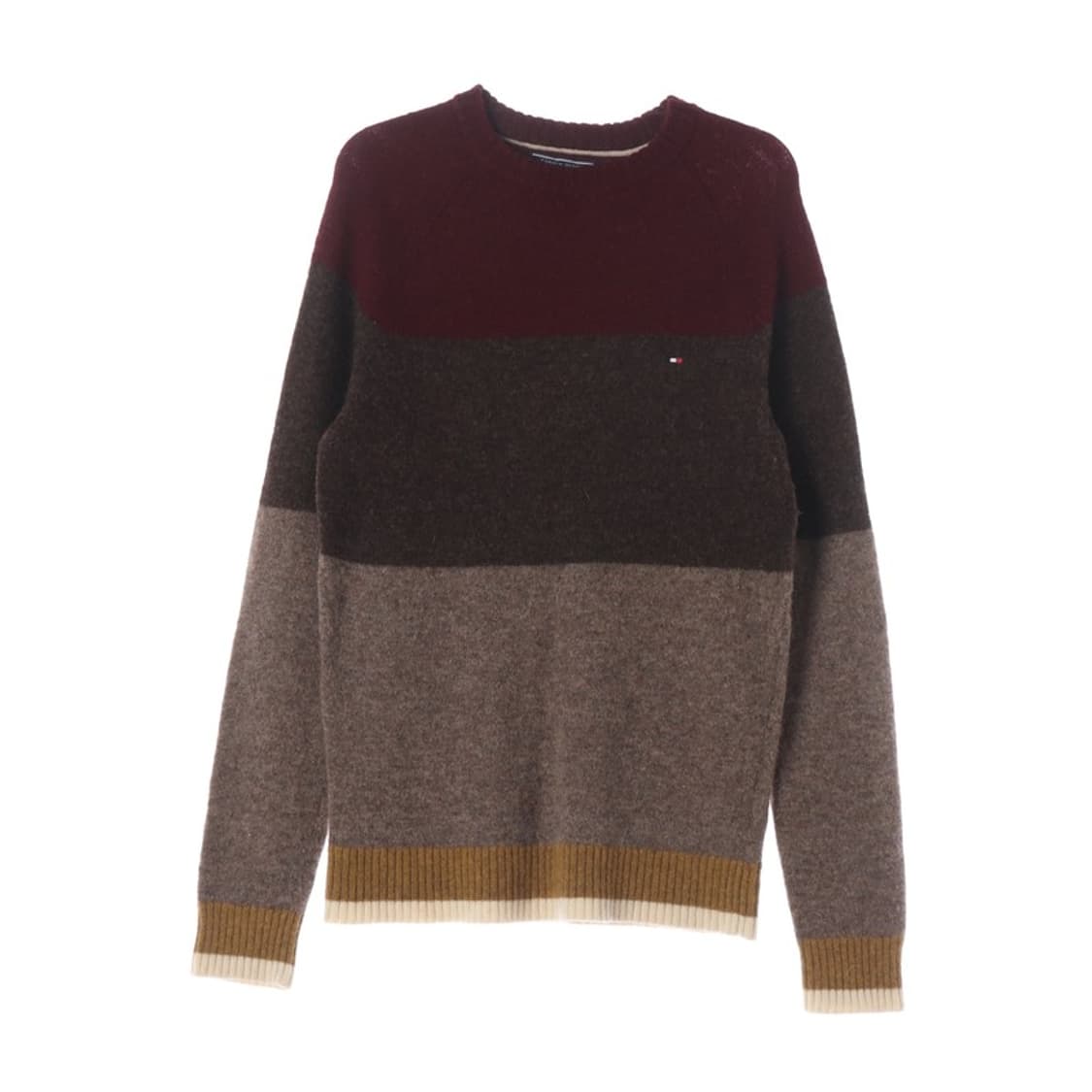 타미힐피거 3단 컬러블록 라운드 울 니트 M 상품이미지1