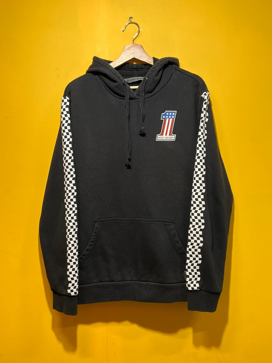 [L] 할리데이비슨 체커보드 레이싱 플래그 후드티셔츠 상품이미지1