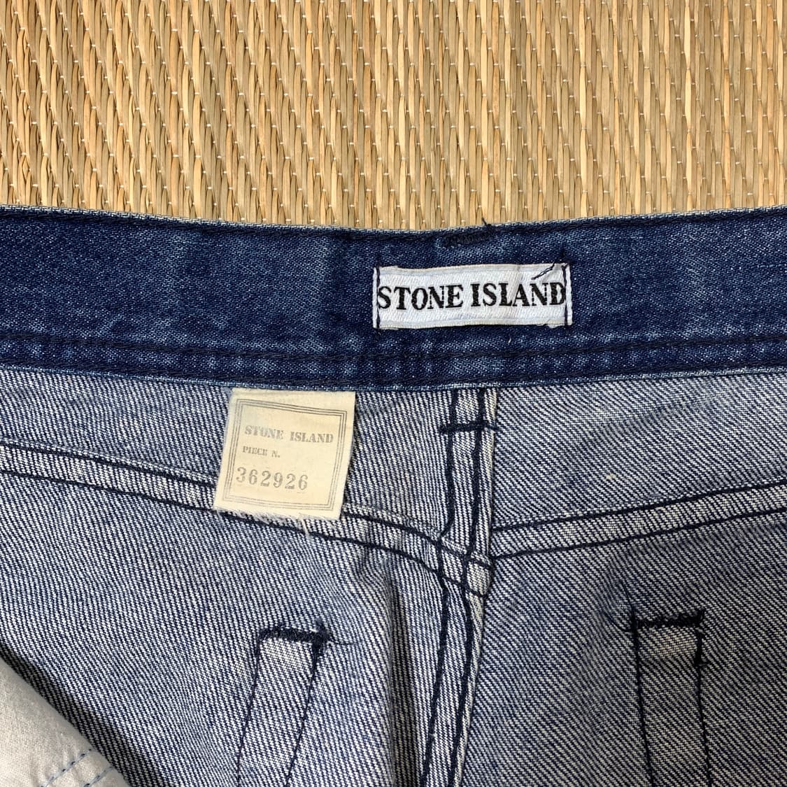 80s 스톤아일랜드 아카이브 그린 엣지 와펜 데님 팬츠 상품이미지4