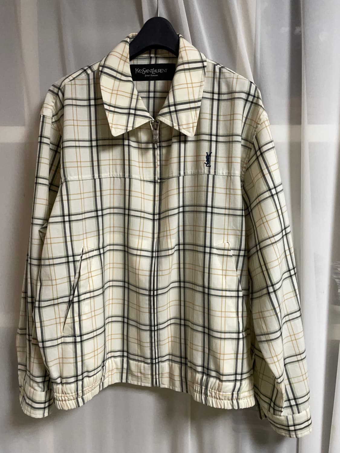 입생로랑 빈티지 체크 블루종 상품이미지1