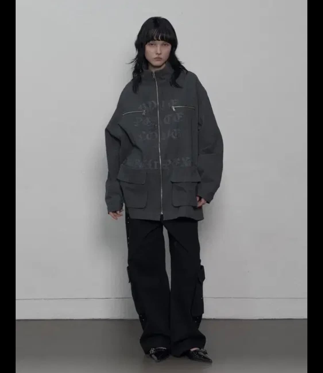 셋업이엑스이 호프 피스 러브 코튼 자켓 재킷 차콜 상품이미지3
