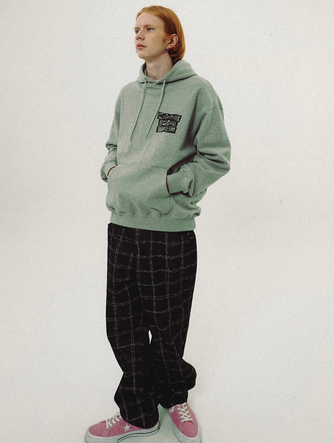 마하그리드 체인와이어 프린팅 데님팬츠 블랙 L 체크패턴 상품이미지6