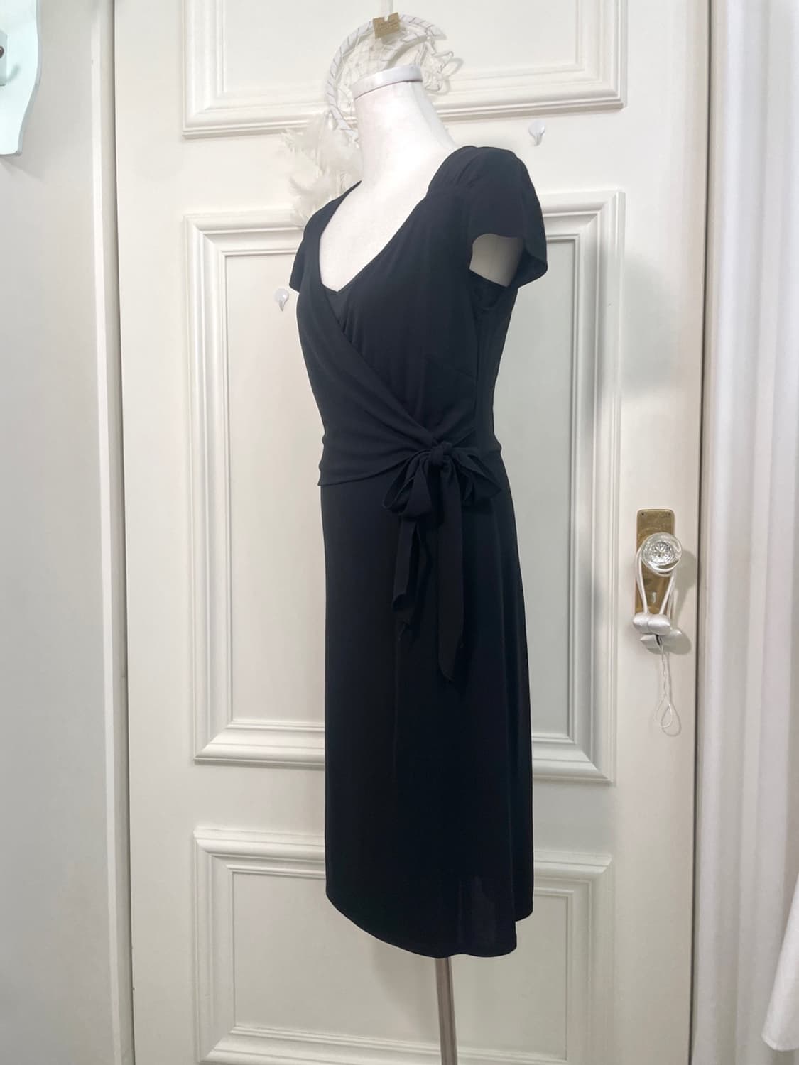 black shirring side bow rayon span opc 상품이미지2