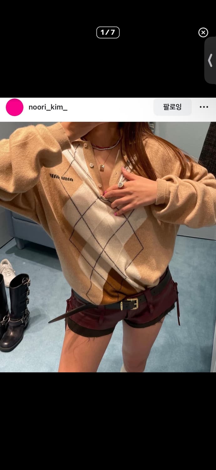 미우미우 캐시미어 아가일 니트 it 36 윤아 전종서 착용 miu miu 상품이미지4