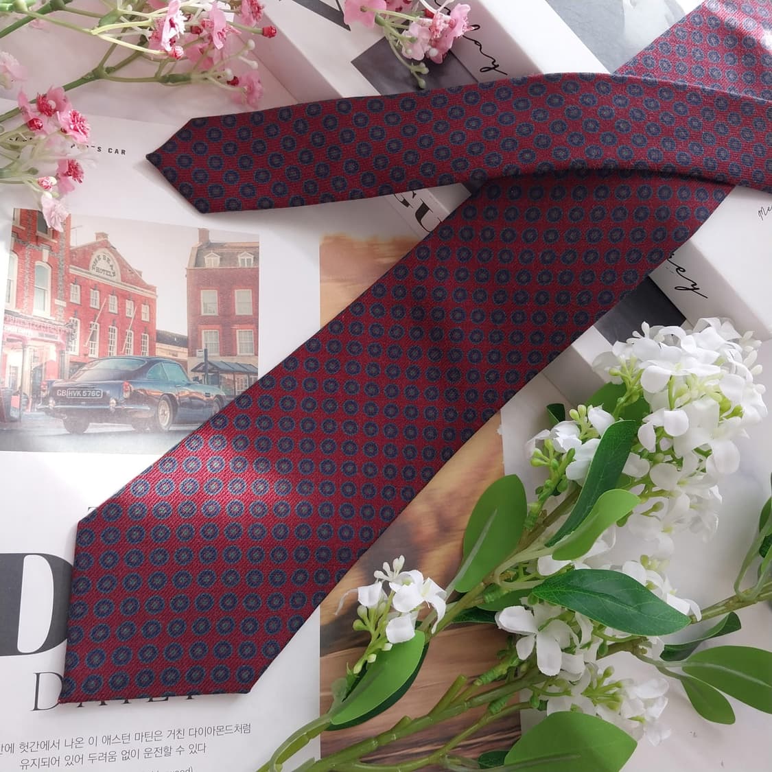 샤를주르당 실크 와인 도트 패턴 넥타이 8.1cm A+등급 K2358
 상품이미지4