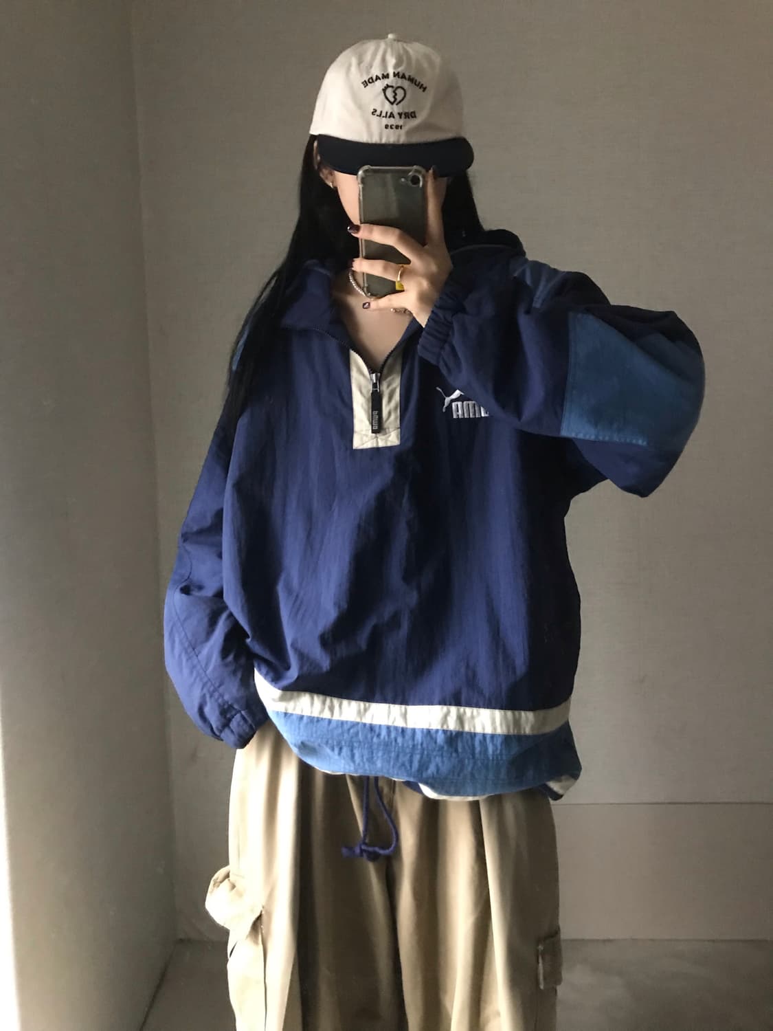 퓨마 오버핏 누빔 반집업 상품이미지4
