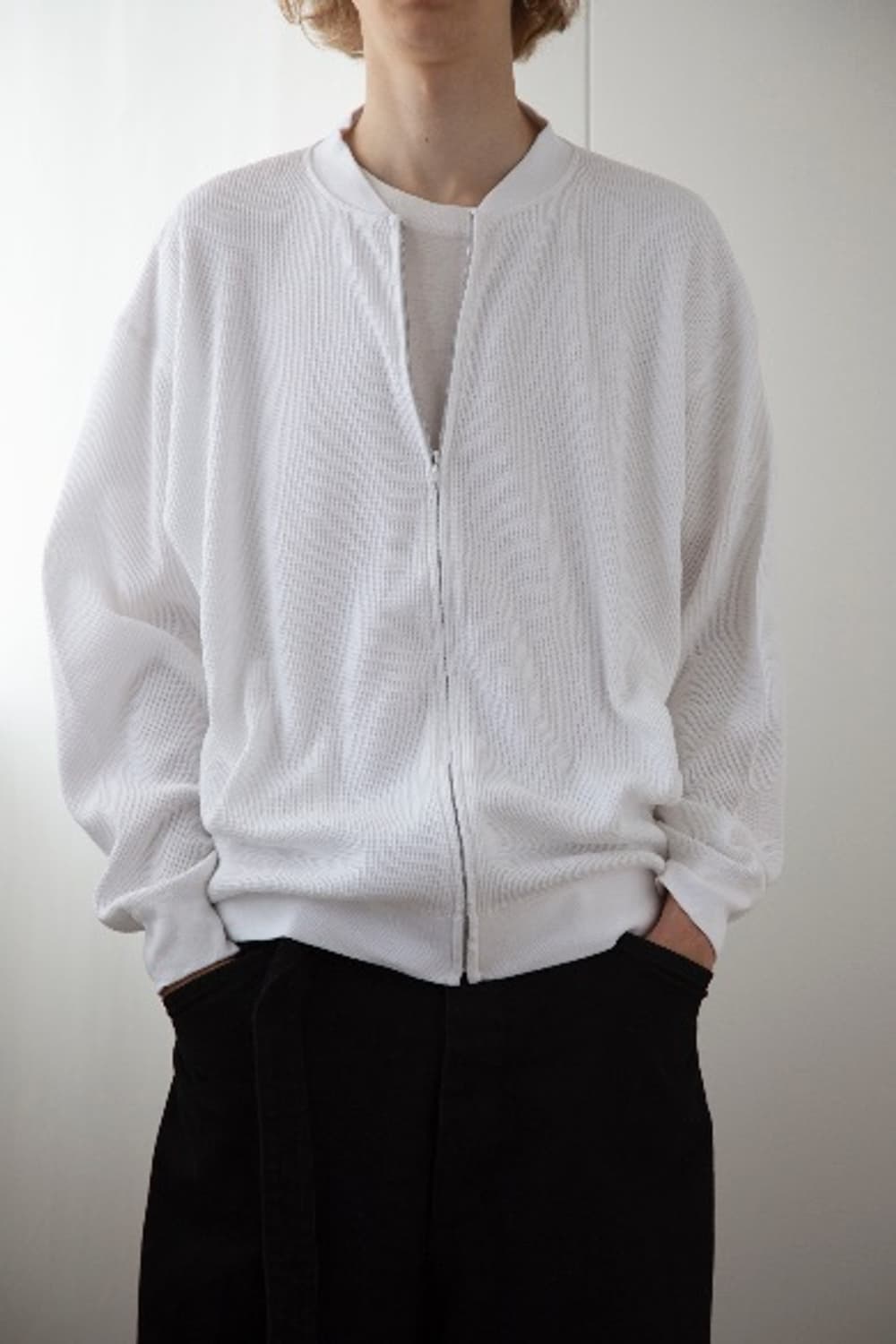 코모리 와플 화이트 집업 스웨트 2사이즈 상품이미지1