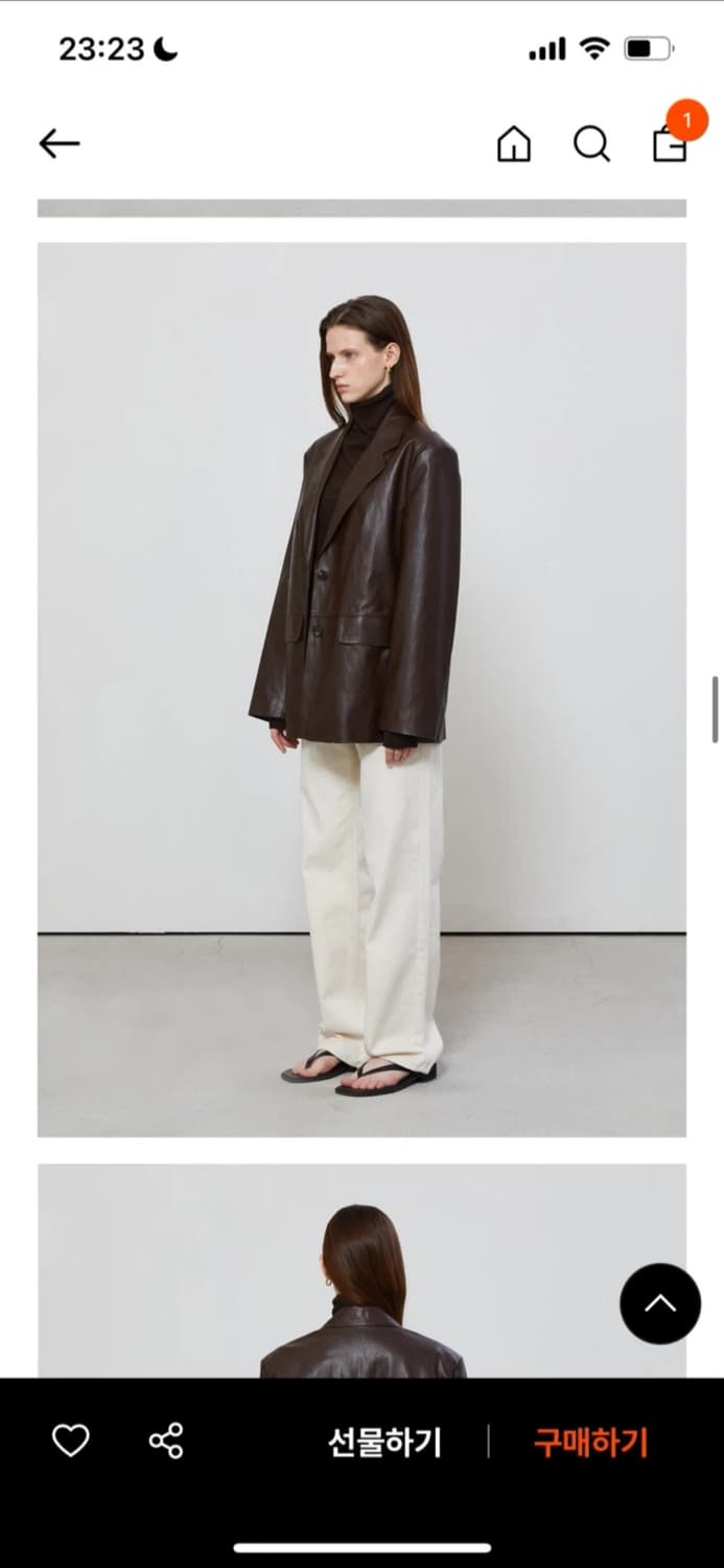 노티아 오버핏 싱글 레더 자켓 브라운 상품이미지2