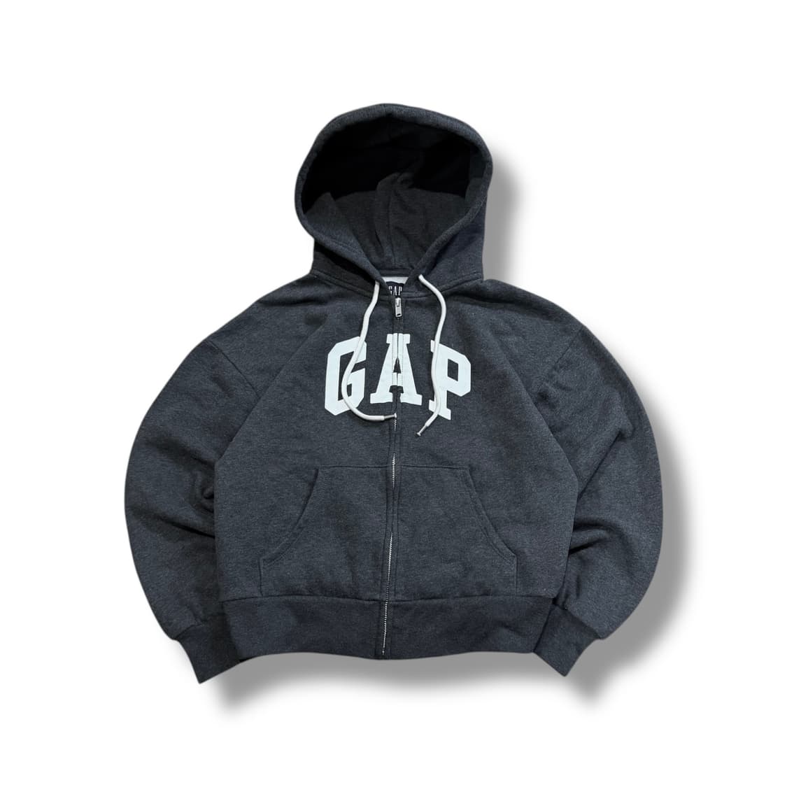 GAP 진그레이 세미 크롭 후드 집업 상품이미지1