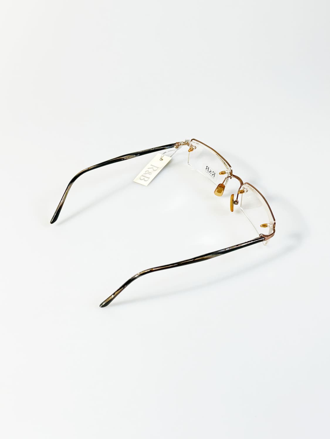 R&B EYEWEAR 골드 반무테 스퀘어 메탈 빈티지 안경 상품이미지4