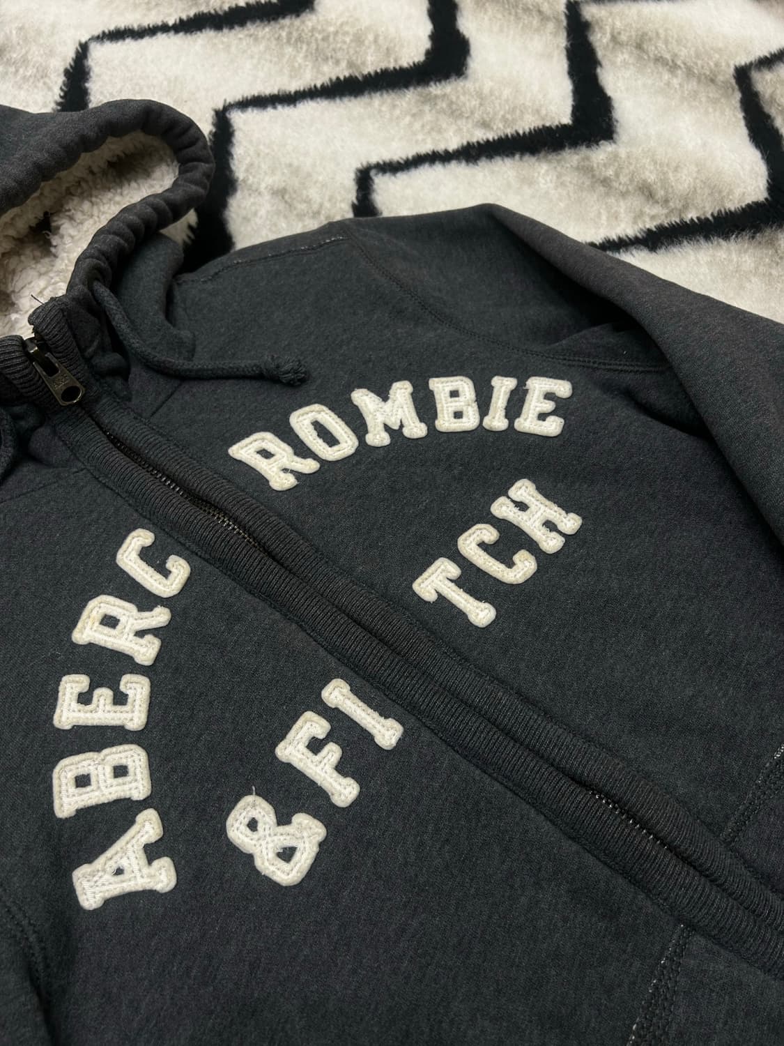 [S]아베크롬비 양털 안감 스펠아웃 후드집업/그레이 상품이미지1