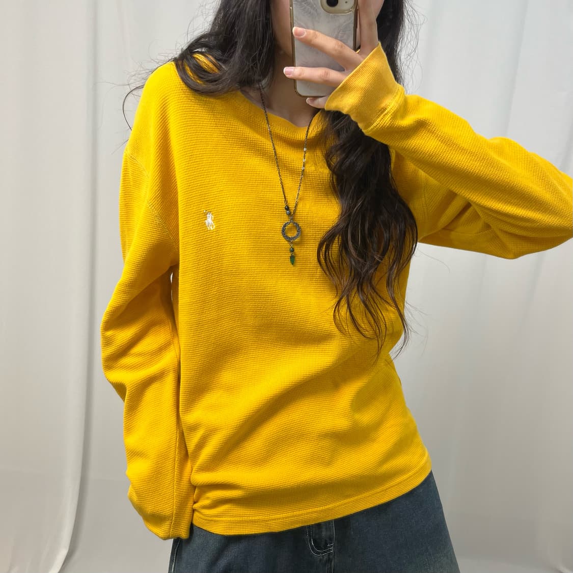 Polo mustard yellow waffle tee 상품이미지3