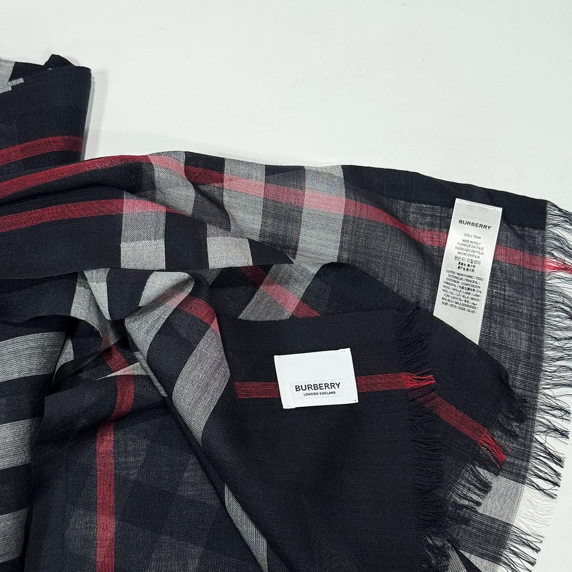 버버리 울 실크 체크 스카프 상품이미지5