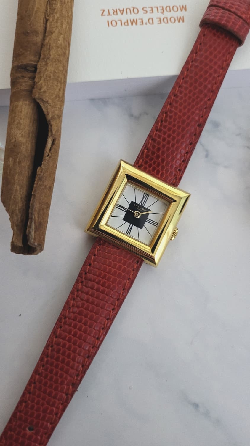 [특가상품]정품 쇼메 아르데코 스퀘어 쿼츠 시계 [정품 가죽줄,버클 3개 상품이미지1