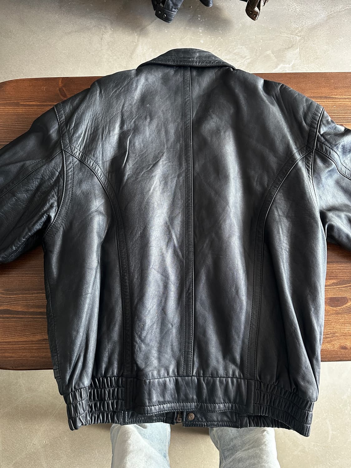 WEEKEND Outdoor Wear 빈티지 레더 블루종 자켓 상품이미지5