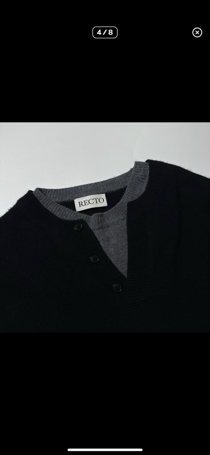 24fw 렉토 울 캐시미어 더블 레이어 니트 블랙 상품이미지4