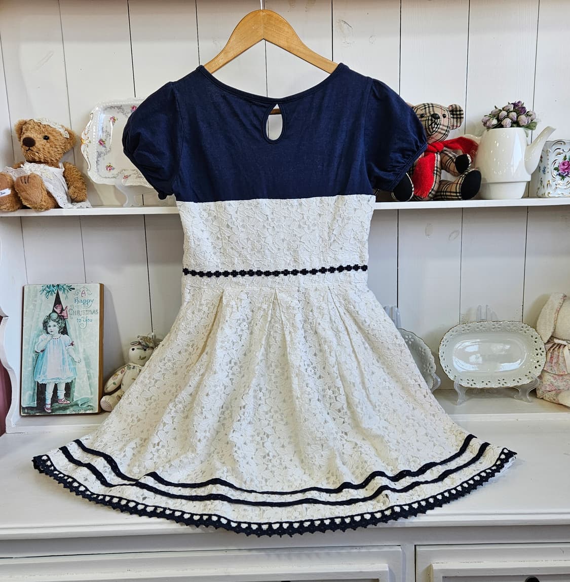 리즈리사(LIZ LISA) 네이비 배색 레이스 원피스 상품이미지6