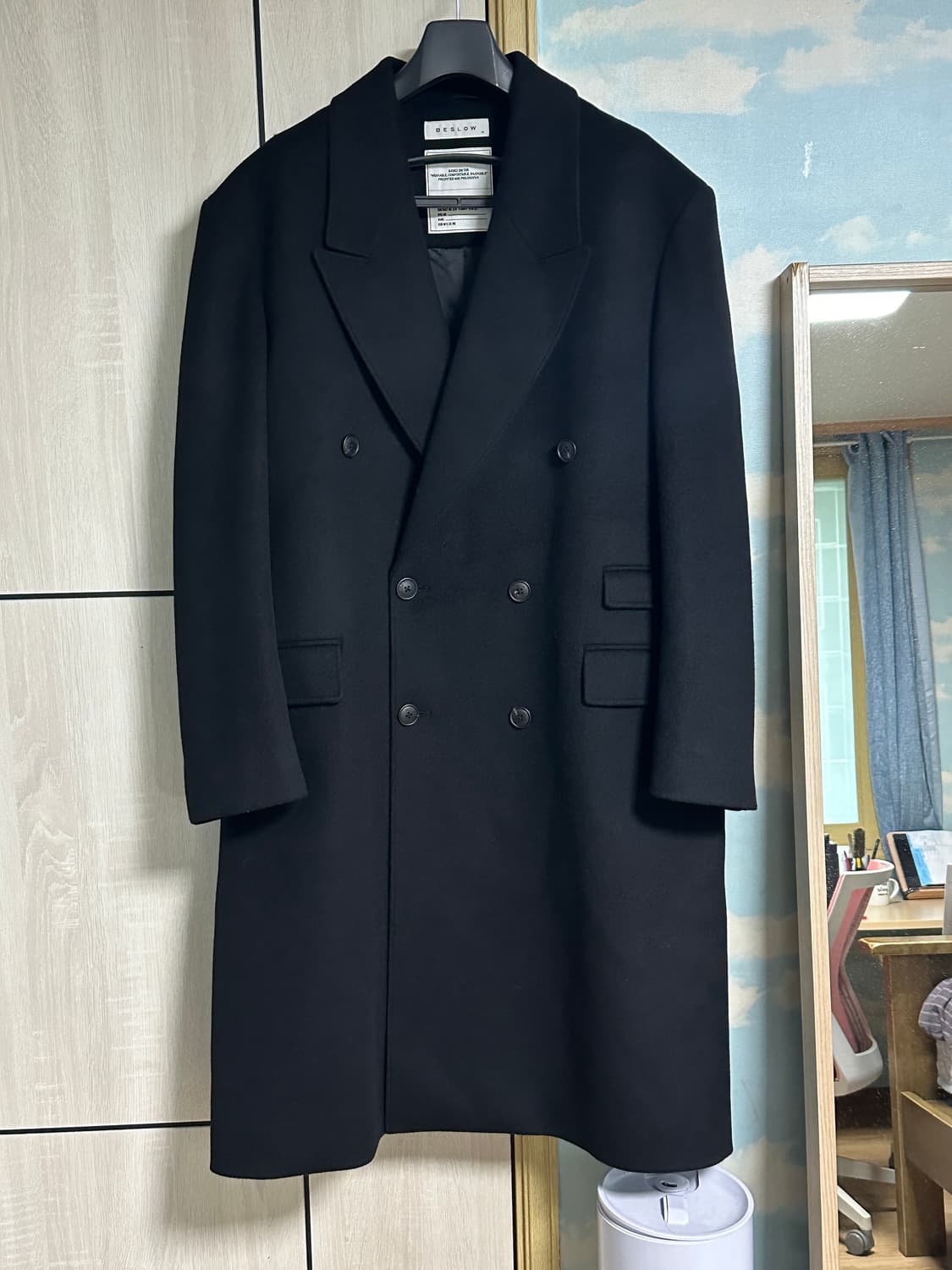(M) 비슬로우 오버사이즈 더블 캐시미어코트 블랙 상품이미지2