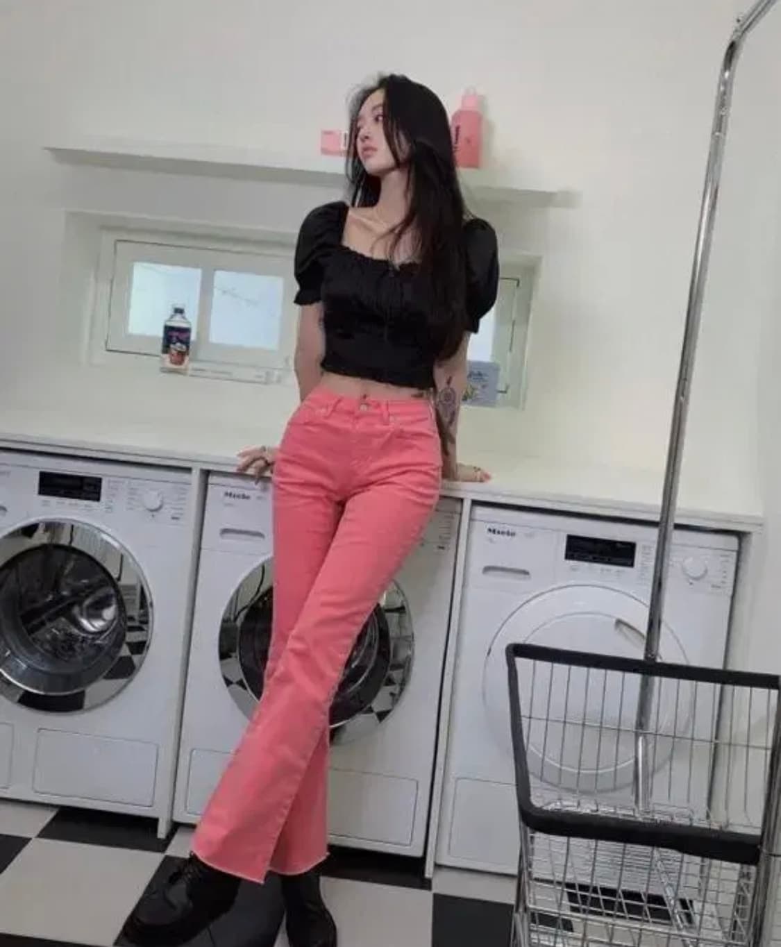 [L 새상품]페일제이드 핫핑크 부츠컷 데님팬츠 상품이미지2