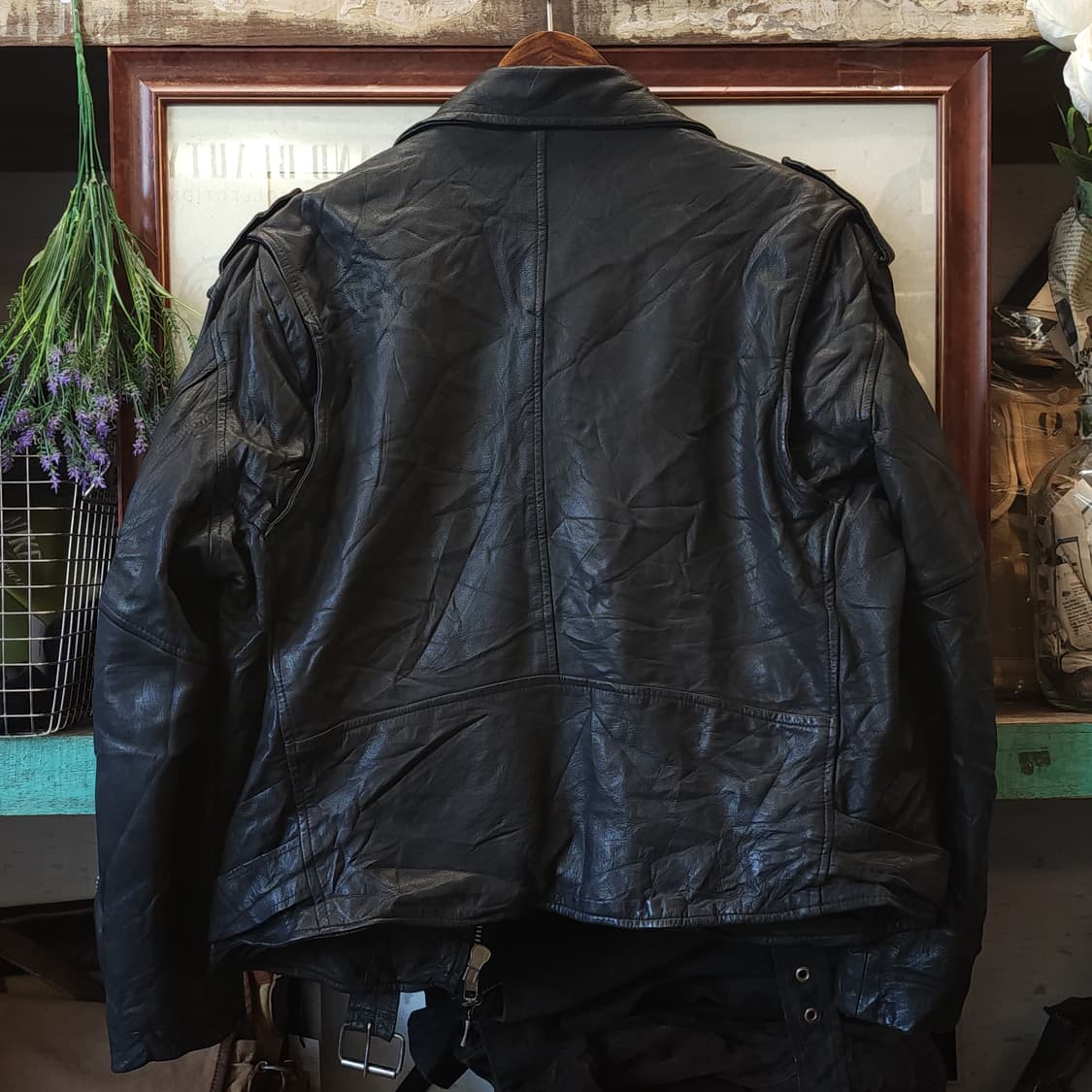 90s 빈티지 가죽자켓 브로큰 바이커 레더자켓 라이더자켓 L 상품이미지3