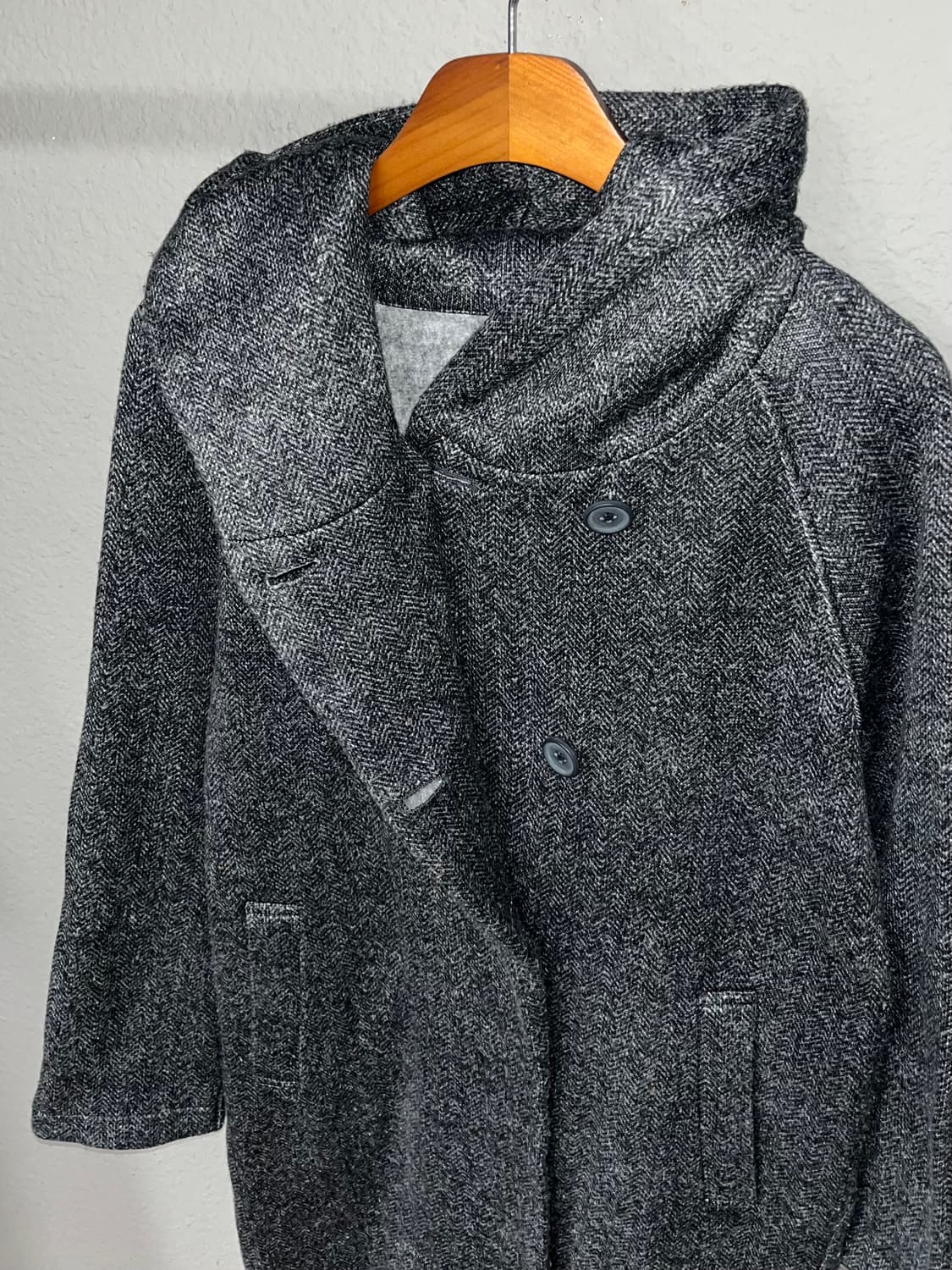 빈티지 헤링본 후드 코트 상품이미지2