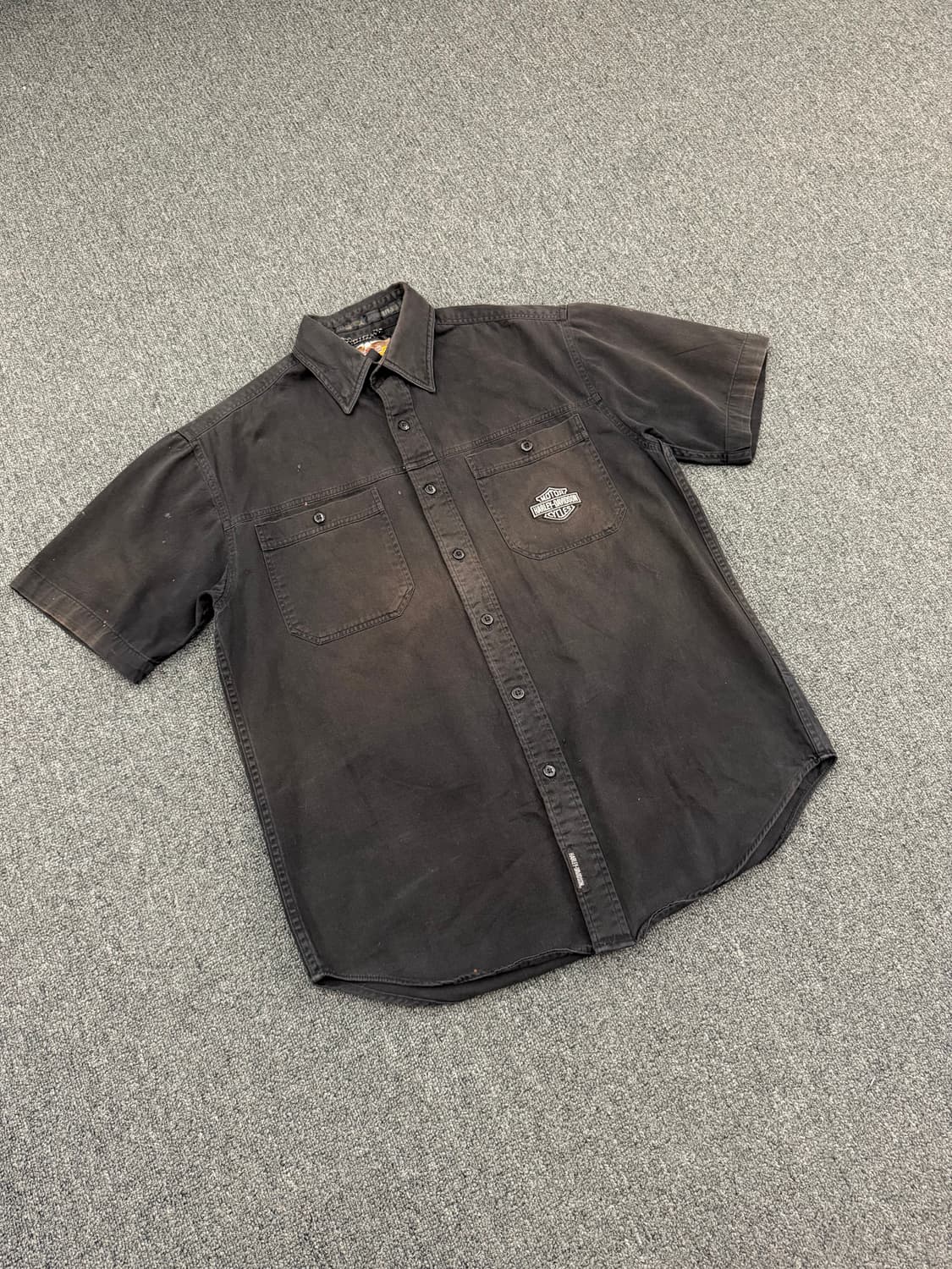 M)할리데이비슨 빈티지 로고패치 반팔 셔츠 상품이미지2