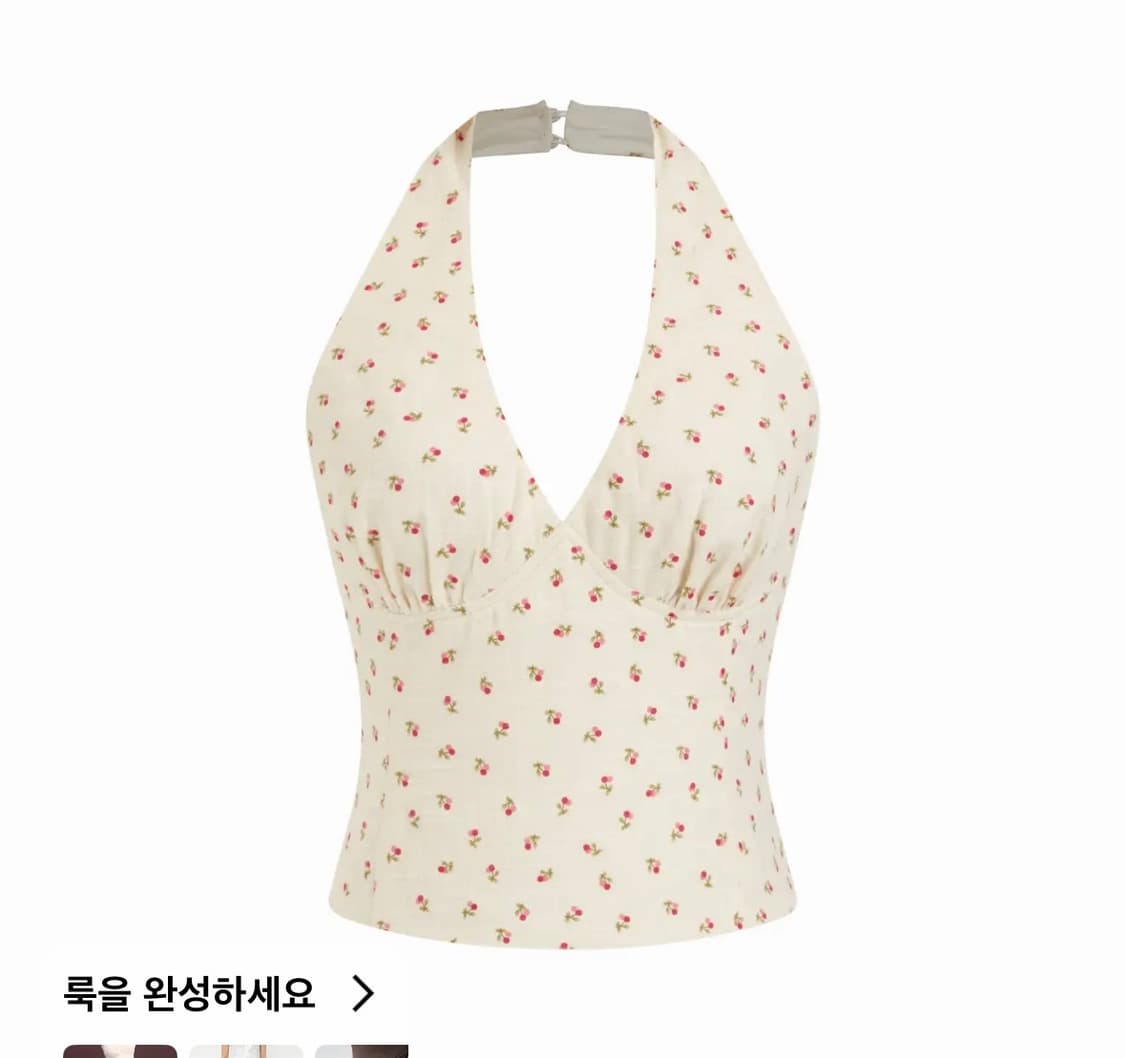 Cider 코튼 체리 그래픽 홀터넥 상품이미지1