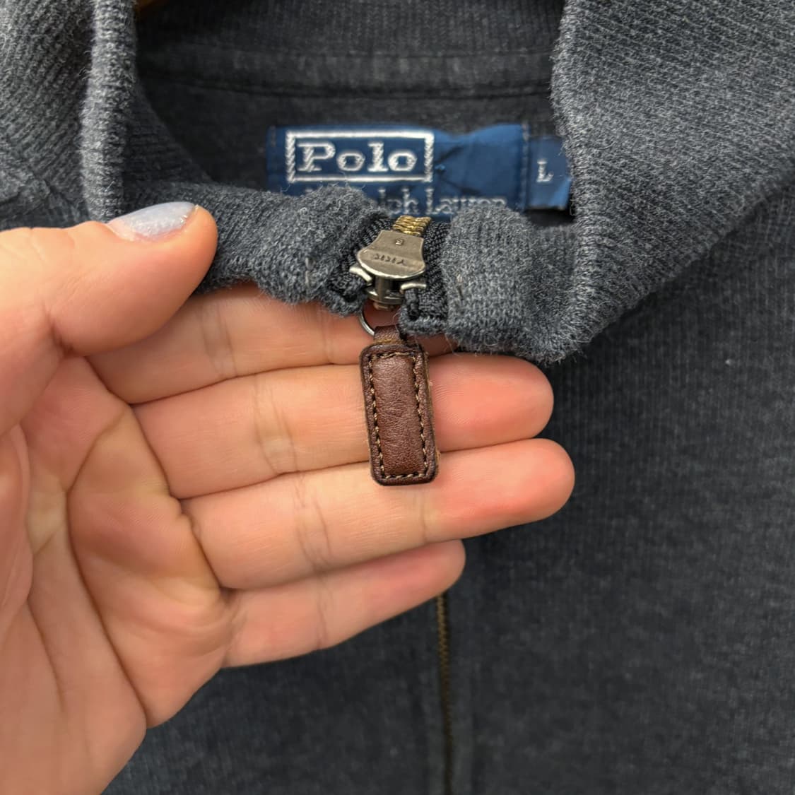 90s 폴로 랄프로렌 파인리브 하프집업 코튼니트 스웨터 차콜 N642 상품이미지6