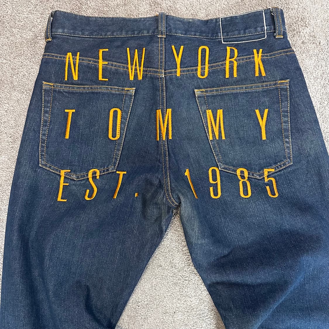 타미진스 올드스쿨 인디고 백 레터링 와이드 팬츠(32) 상품이미지4