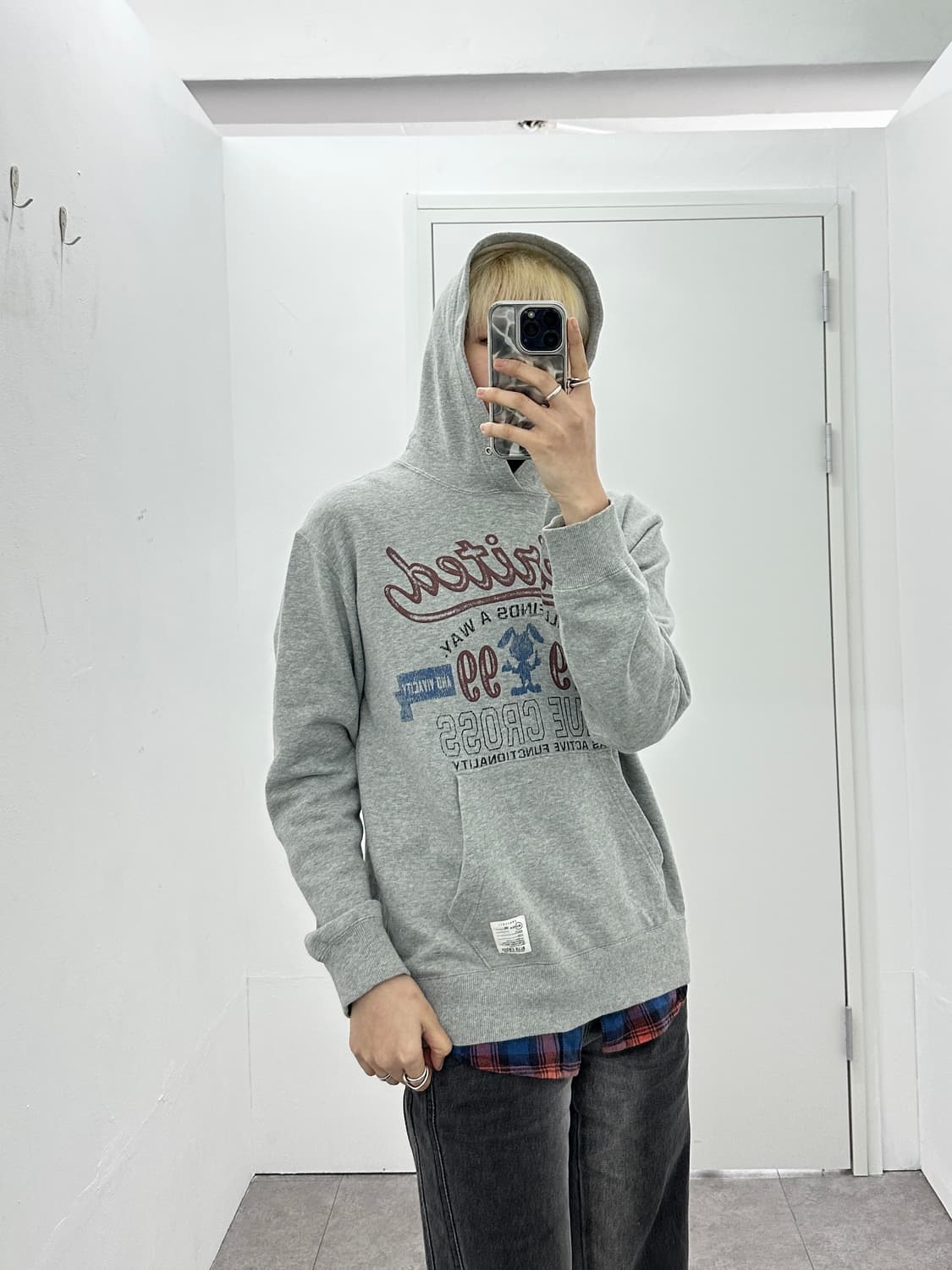 Blue Cross fake layered hoodie 상품이미지2