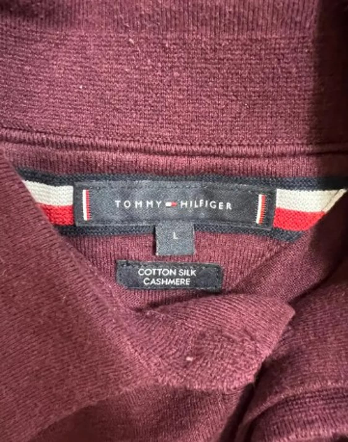 타미힐피거 남성 버건디 카라코튼니트티셔츠 L 상품이미지4