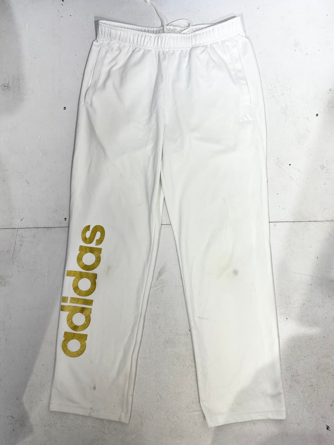 아디다스 화이트 골드 빅 로고 와이드 팬츠 M 상품이미지4