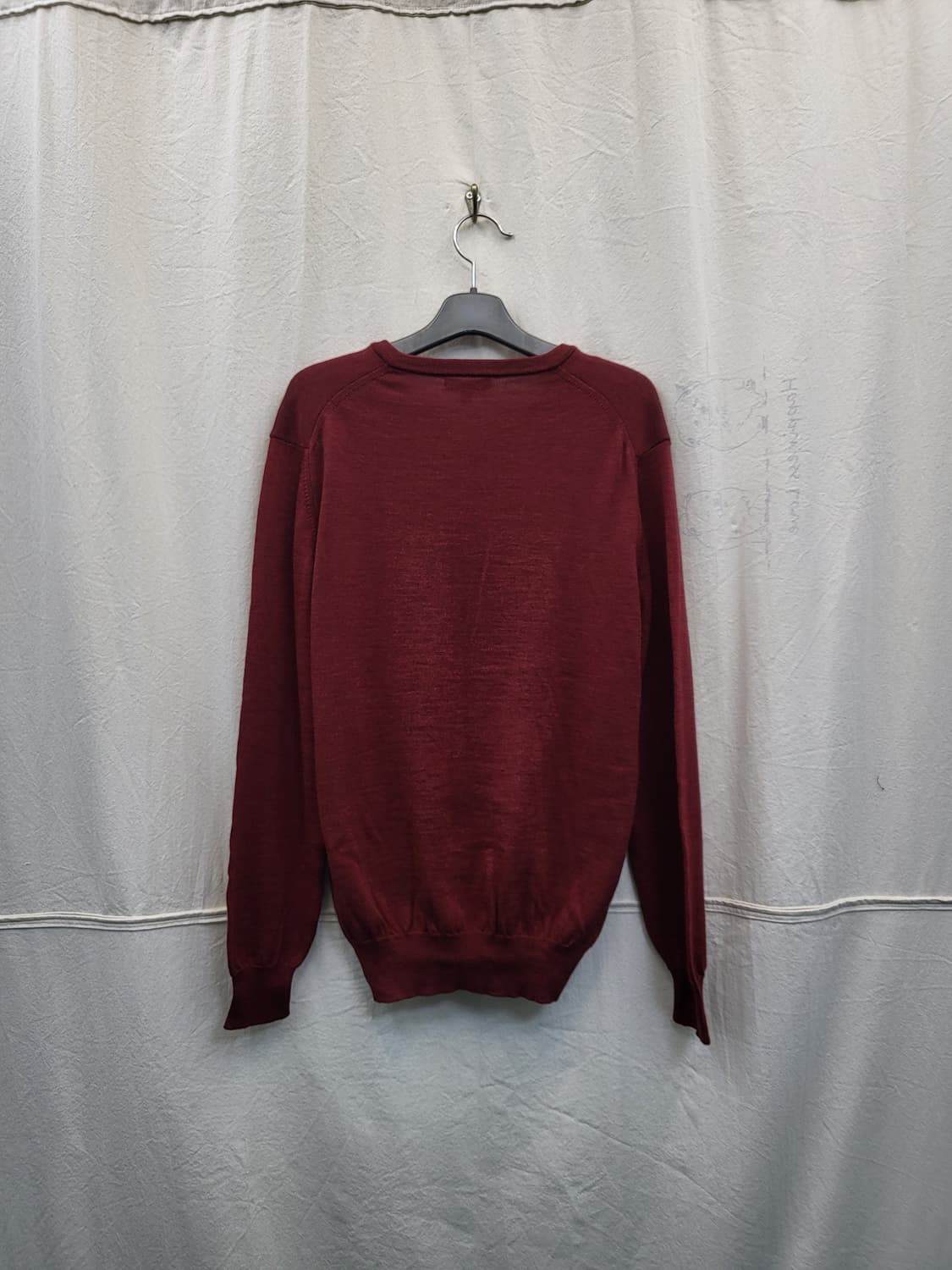 버버리 브이넥 니트 버건디 상품이미지2