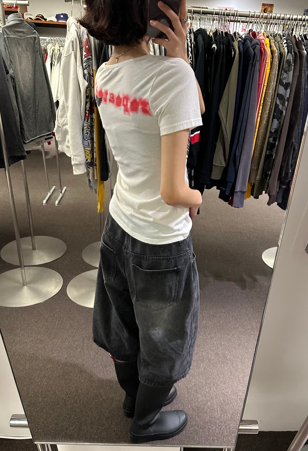 M)Japanese vintage y2k 펑크 스컬 프린팅 반팔 상품이미지2
